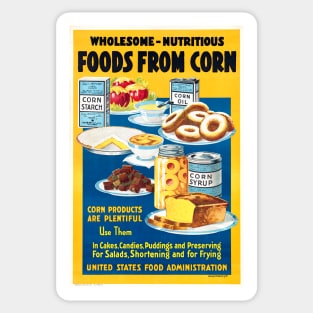 Wholesome nutritious. Foods from corn Ad. Sticker